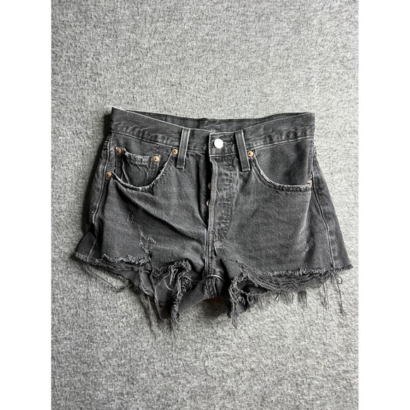 Levi's Pants - Levis Premium 501 Original Cutoff Shorts Womens 26 Black Distressed High Rise
